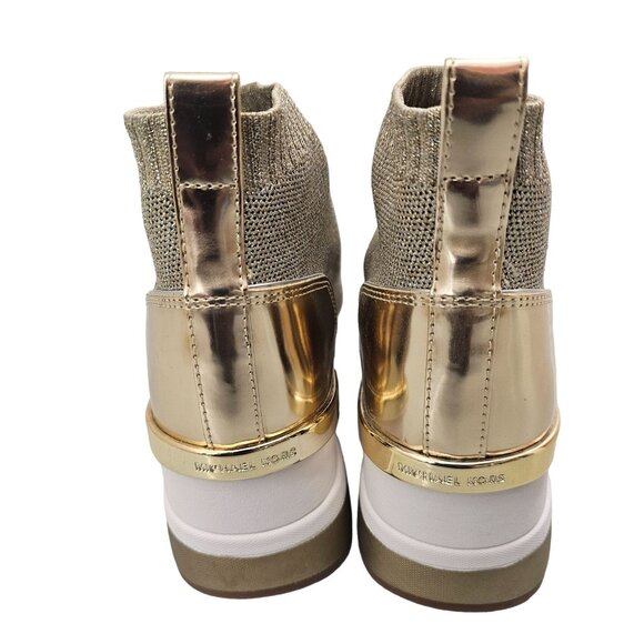 Michael Kors Skyler Bootie Metallic Fabric Sneakers US 9M Silver/Gold - Picture 3 of 11